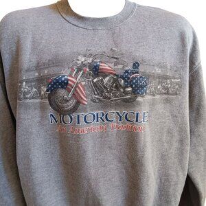 Vintage Sweatshirt Large Jerzees Mens 1990's American Flag Motorcycle Biker